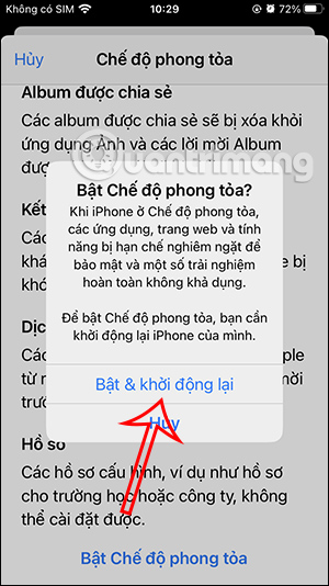 Tắt iPhone bật Lockdown Mode