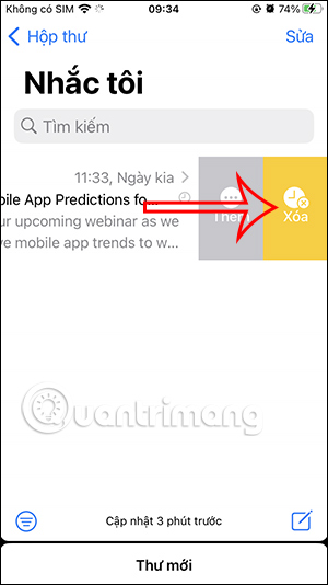Xóa email nhắc đọc lại iPhone