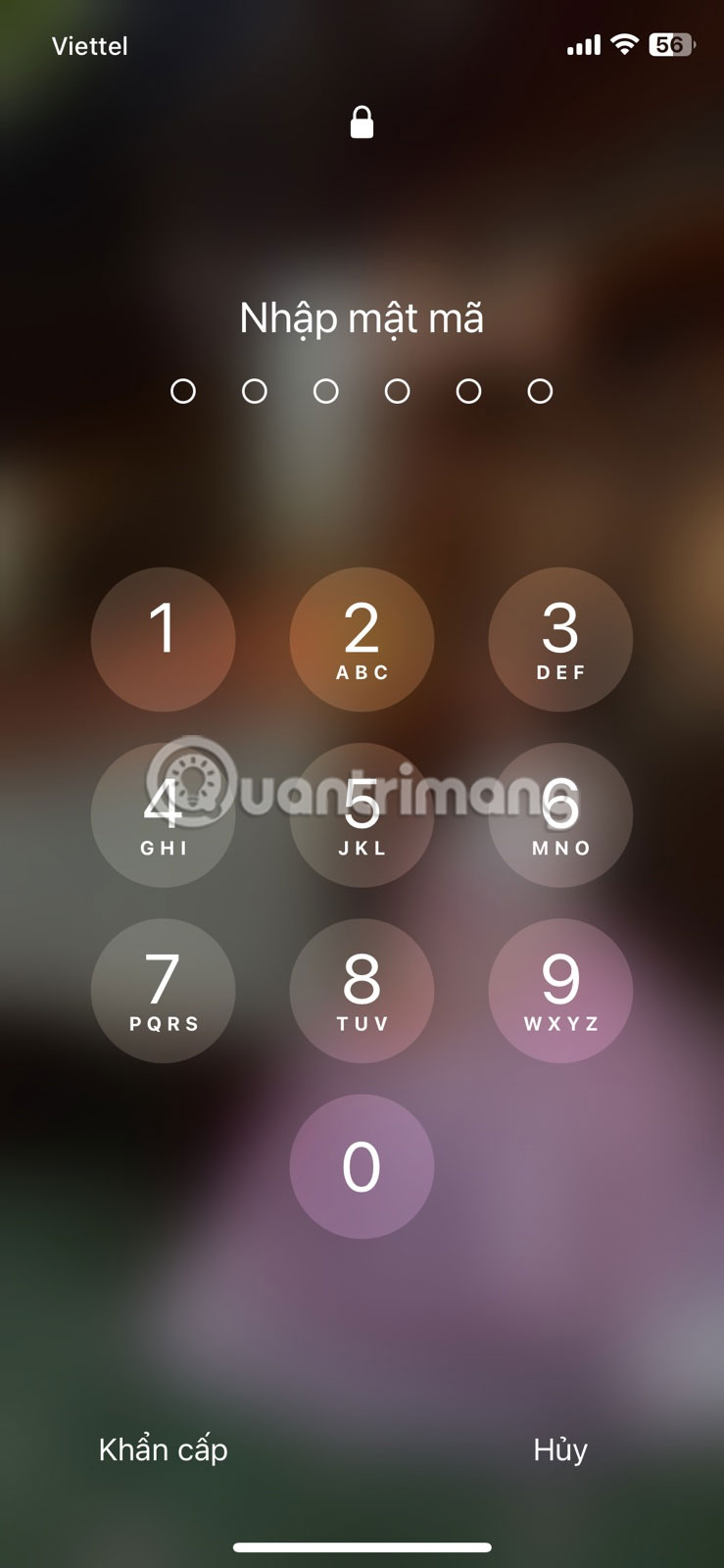 Màn hình nhập mật mã iPhone