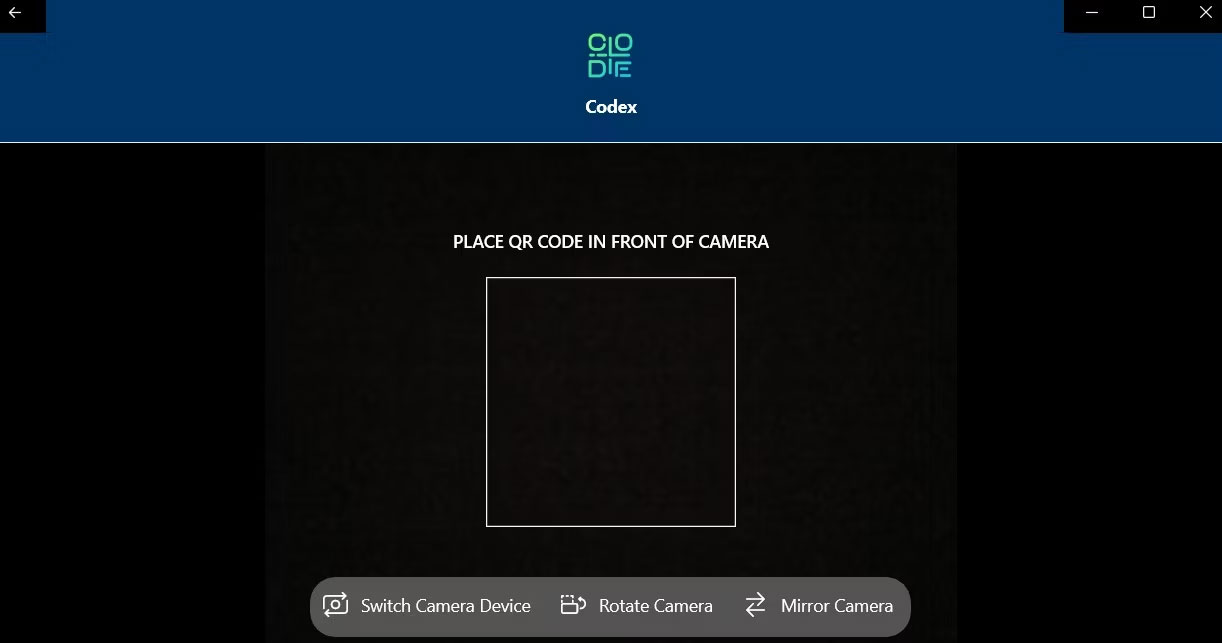 Quét mã QR trong ứng dụng Codex trên Windows