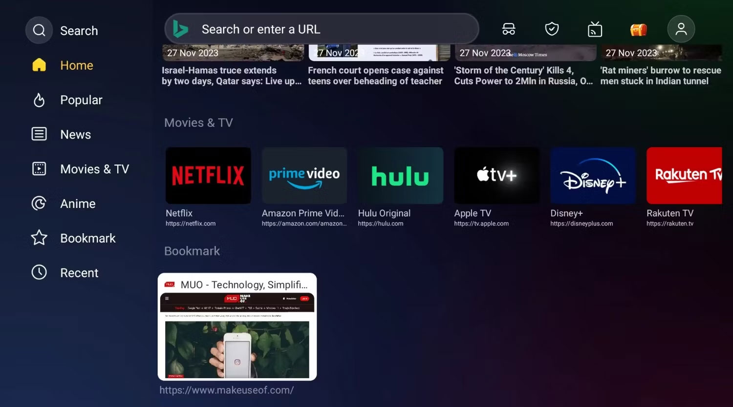 Open TV Browser trên Android TV