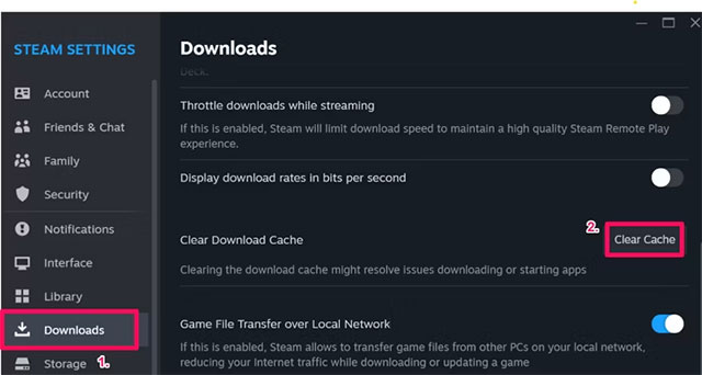 Điều hướng đến tab "Downloads”
