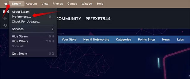 Chọn "Preferences"