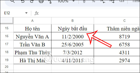 Chỉnh kích thước cột tự động Google Sheets