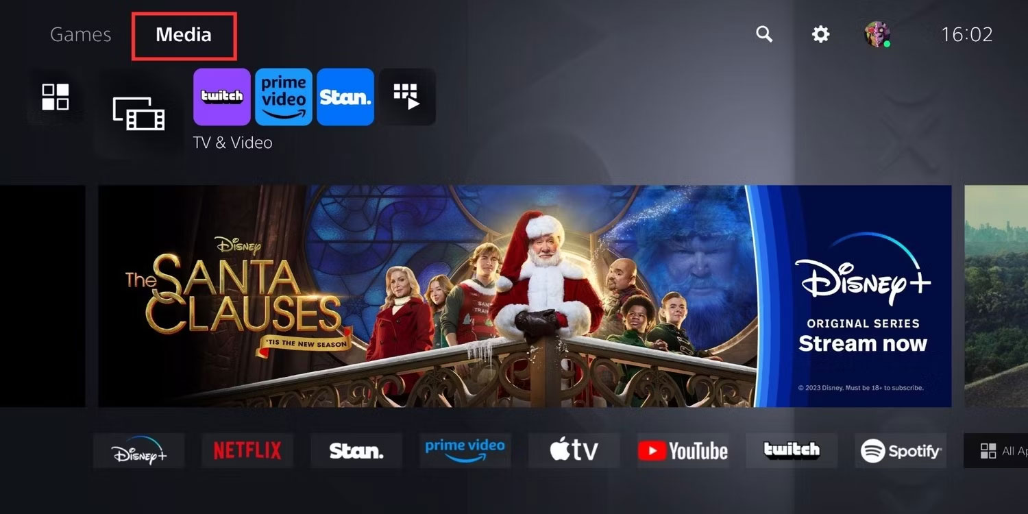 Tab Media trên PS5