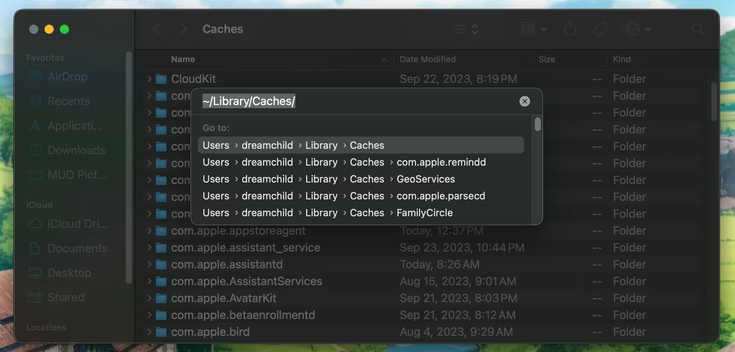 Xóa file cache bằng Finder trên macOS