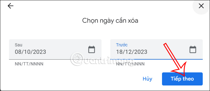 Khoảng ngày cần xóa lịch sử Google Bard