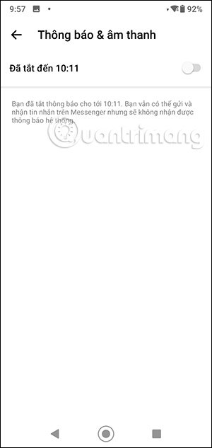 Hủy thông báo Messenger Android