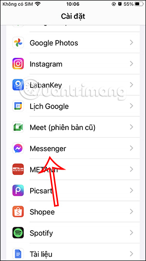 Adjust iPhone Messenger notifications