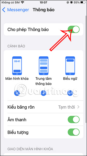 Notifications on Messenger iPhone