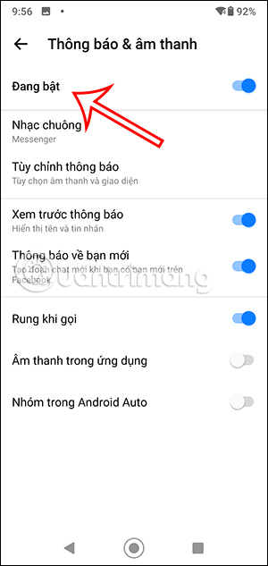 Tắt thông báo Messenger Android
