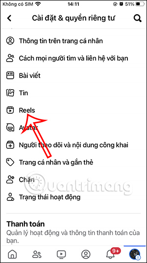 Điều chỉnh Reels Facebook