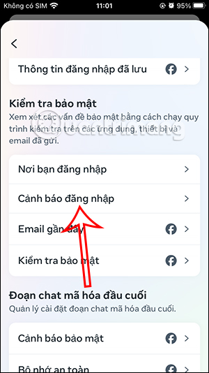 Cảnh báo đăng nhập Facebook