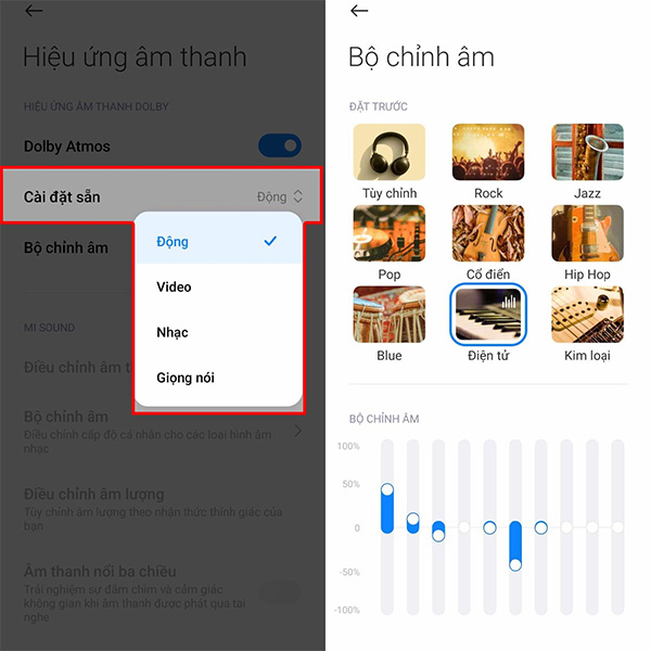 Chỉnh kiểu âm thanh Dolby Atmos trên Xiaomi
