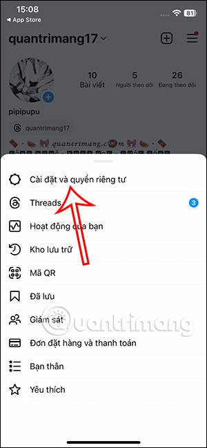 Cài đặt quyền riêng tư Instagram