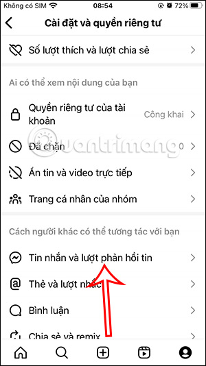 Tin nhắn và lượt phản hồi Instagram