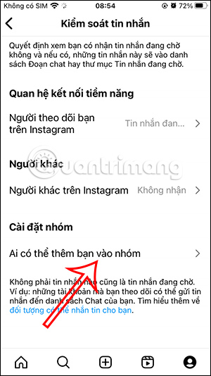 Chỉnh ai có thể thêm bạn vào nhóm Instagram