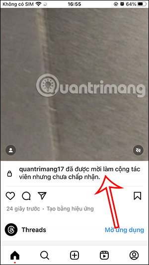 Thông báo chờ cộng tác chấp nhận