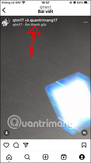 Hiện tên cộng tác video Reels Instagram của bạn