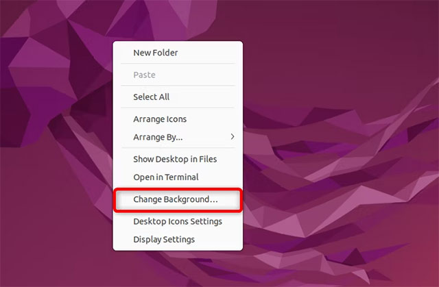 Nhấp vào tùy chọn "Change Background"