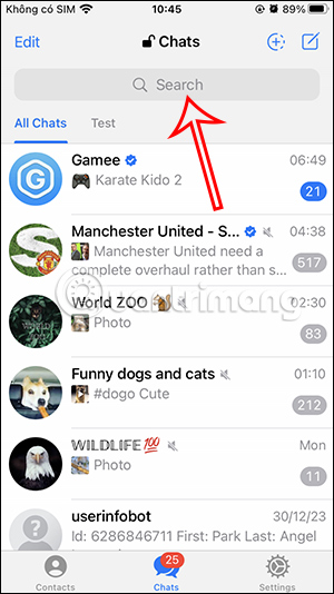 Giao diện Telegram