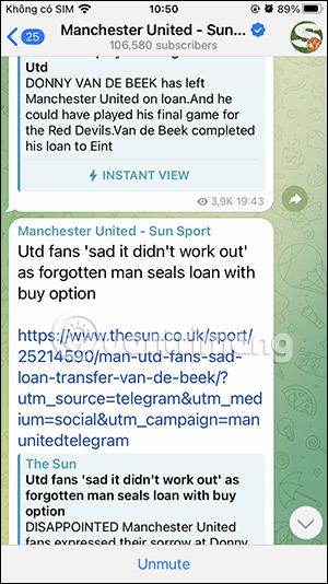 Thông tin trong kênh Telegram