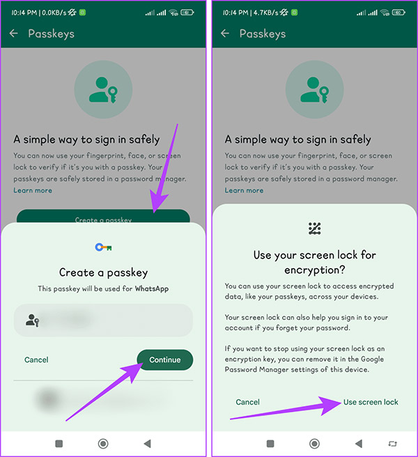 Hiển thị Passkeys WhatsApp