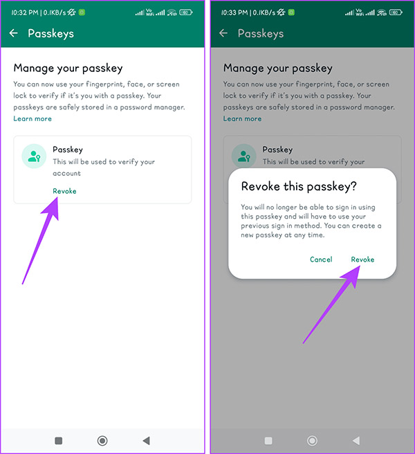 Gỡ Passkeys WhatsApp