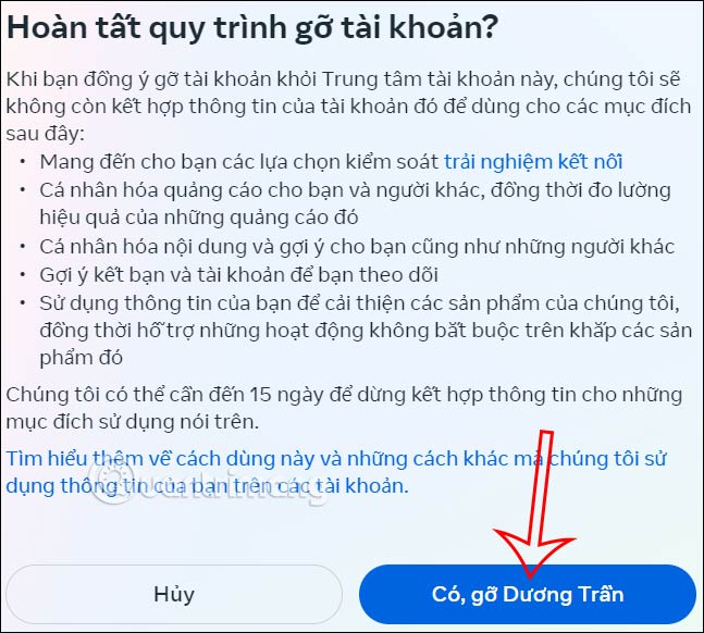 Gỡ liên kết Facebook với Instagram trên máy tính