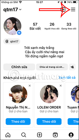 Tùy chỉnh Instagram