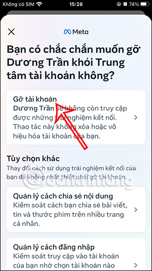 Gỡ tài khoản Facebook
