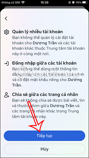 Thông báo gỡ tài khoản Facebook