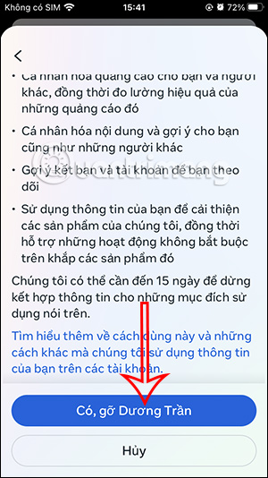 Hủy liên kết Instagram với Facebook