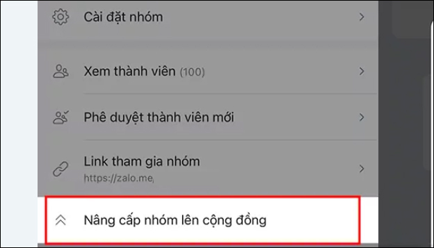 Nâng cấp lên Zalo cộng đồng