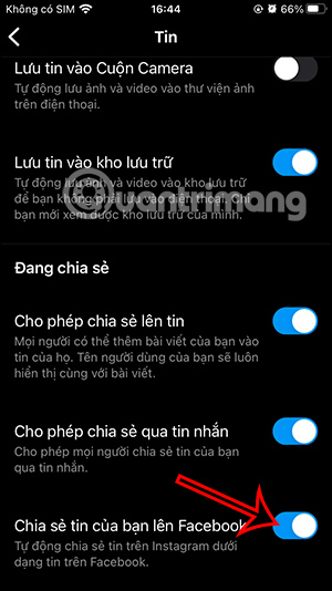 Chia sẻ tin Instagram lên Facebook