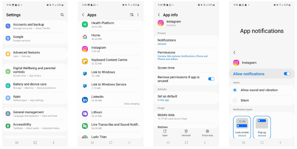 Bật thông báo cho Instagram trên Android