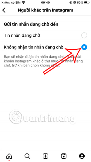 Chặn tin nhắn từ người lạ Instagram