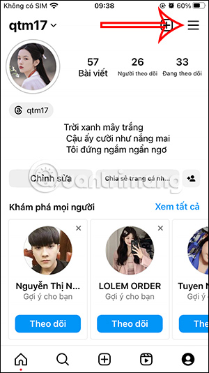 Tùy chỉnh tài khoản Instagram