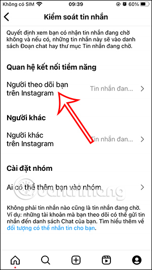 Chặn tin nhắn từ người theo dõi Instagram
