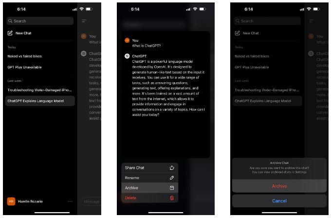 Ẩn cuộc trò chuyện ChatGPT trên iPhone