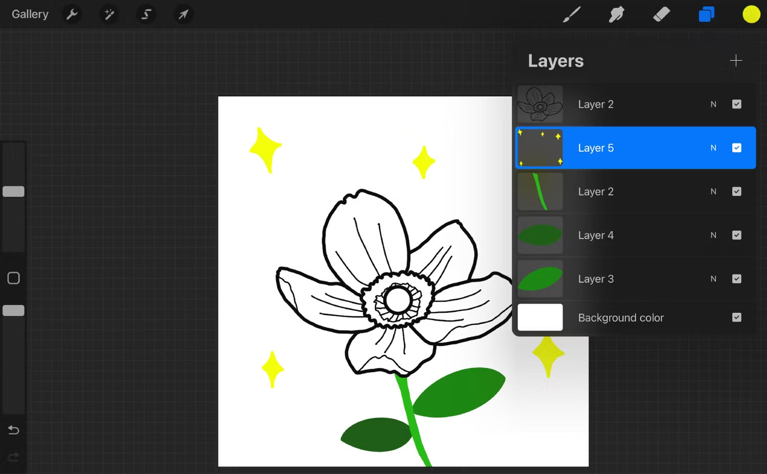 Bản vẽ Procreate về một bông hoa
