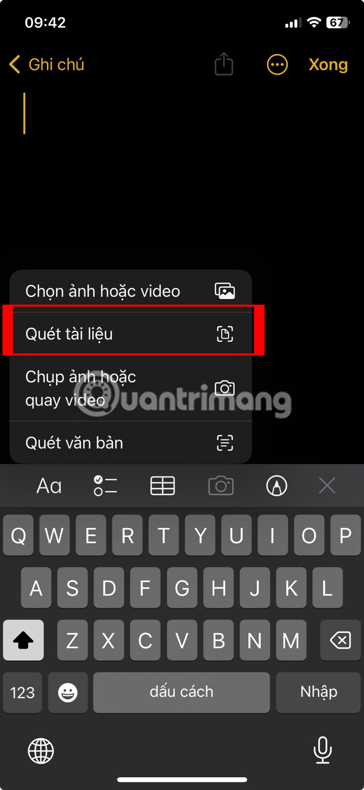 Chọn Quét tài liệu