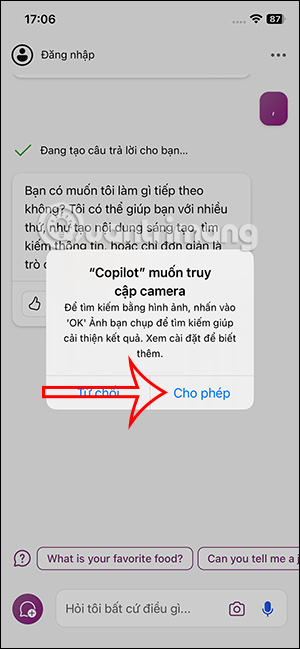 Copilot sử dụng máy ảnh