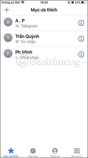 Liên hệ ưa thích trên iPhone
