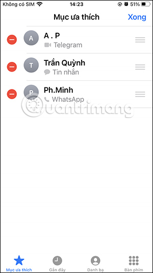 Thay đổi liên hệ ưa thích trên iPhone