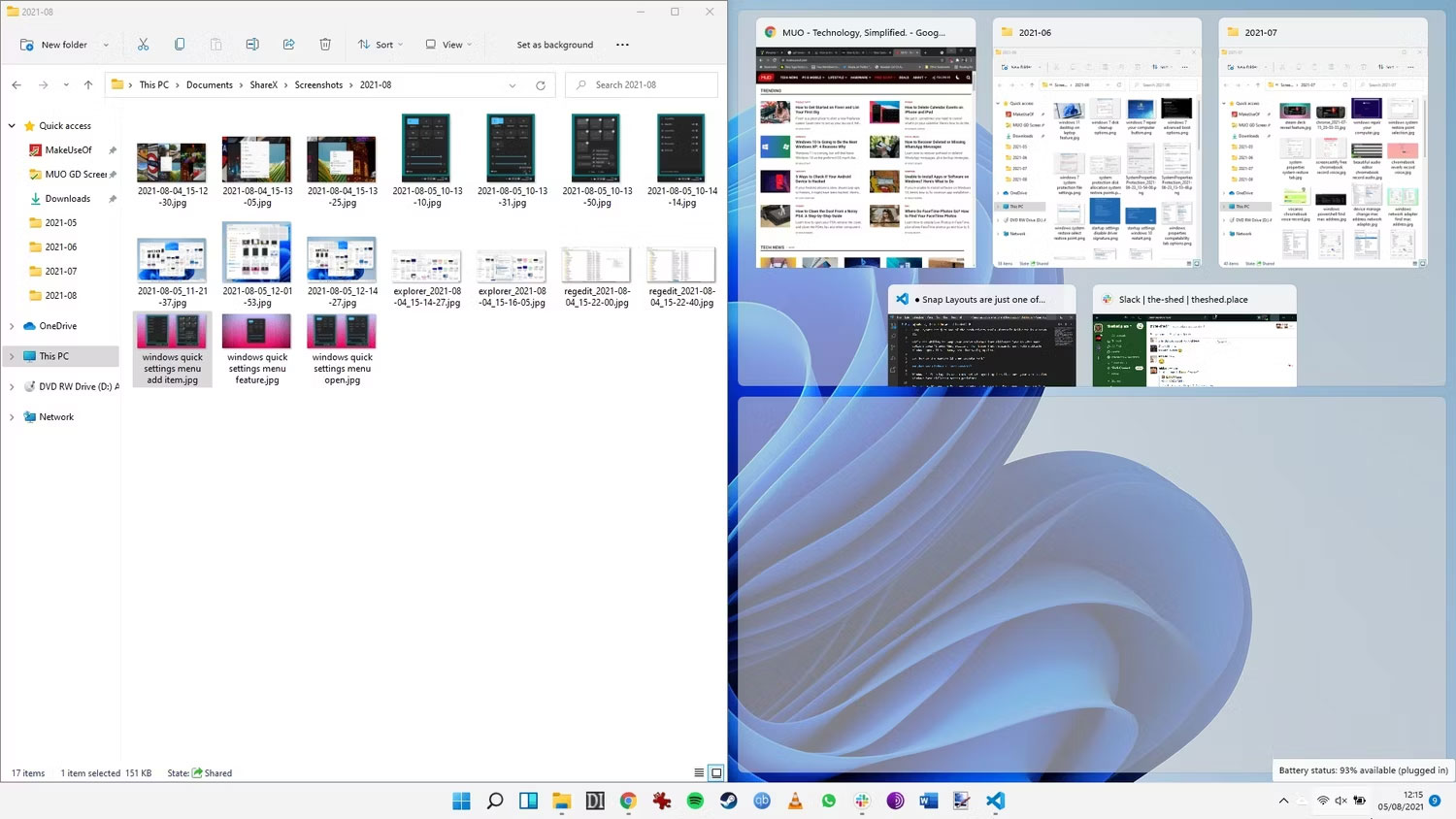 Snap Layout Windows 11 với 3 cửa sổ