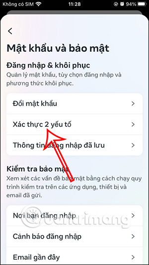 Xác thực 2 yếu tố Instagram