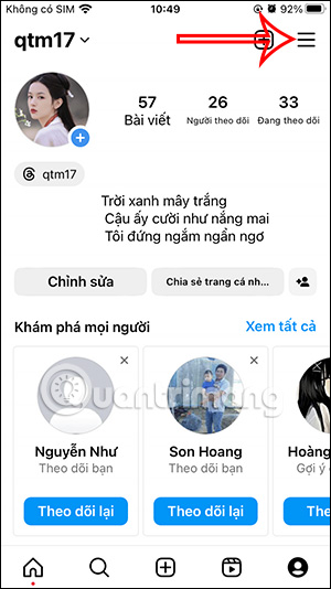 Tùy chỉnh Instagram