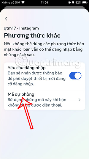 Mã dự phòng Instagram
