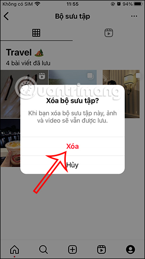 Xóa bộ sưu tập Instagram